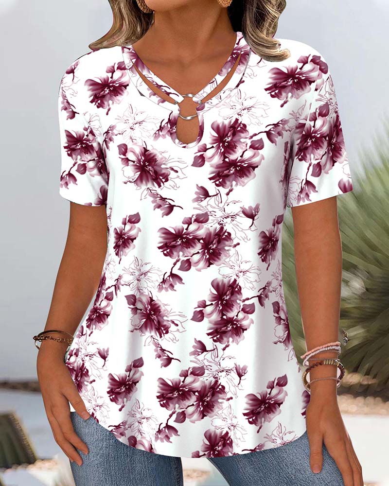 Ulla™ – Kortärmad Blus med Blommönster
