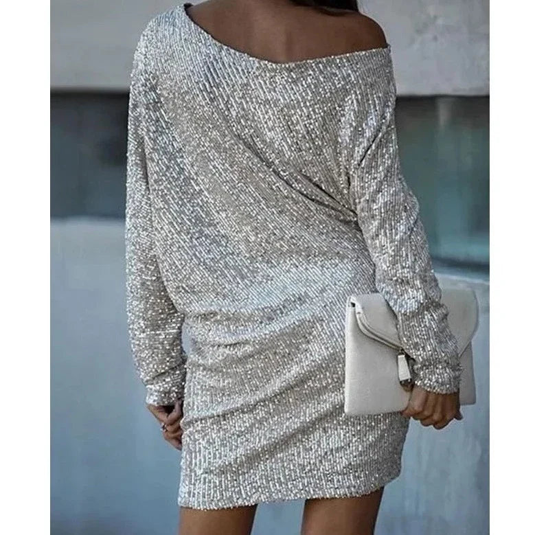 Karin™ - Glittrande Paljettdress med Kontrast