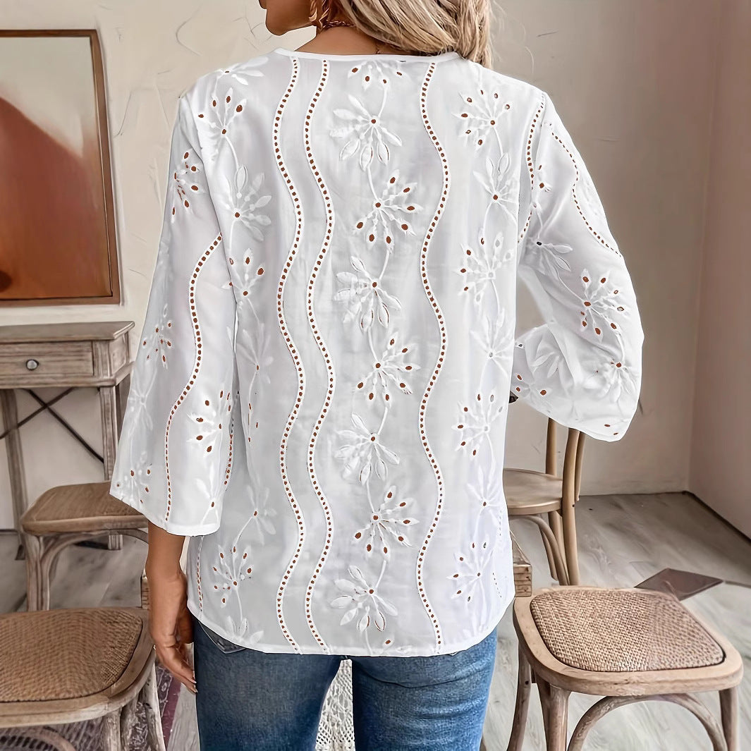 Aloisia™ - Broderad Boho Top