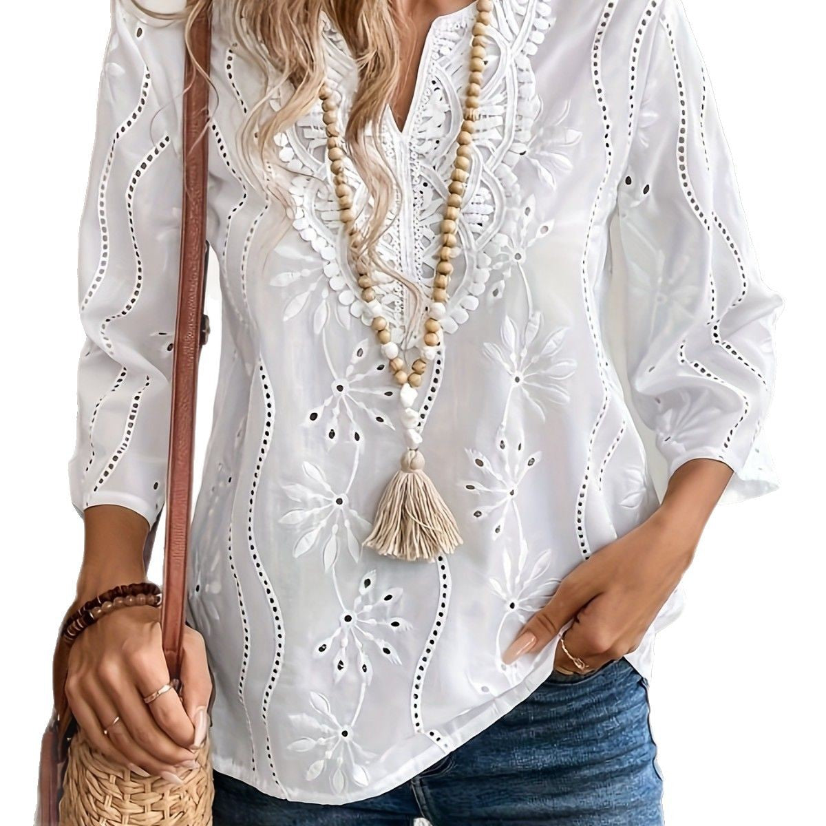 Aloisia™ - Broderad Boho Top