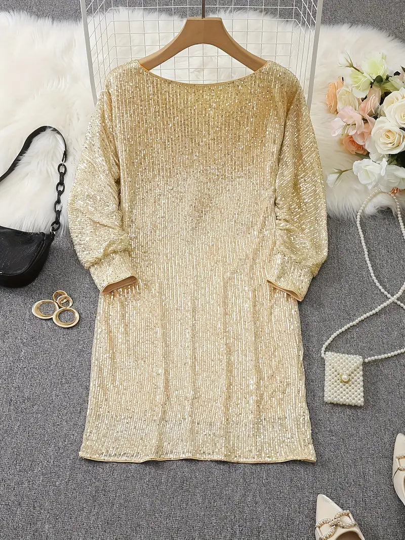 Karin™ - Glittrande Paljettdress med Kontrast