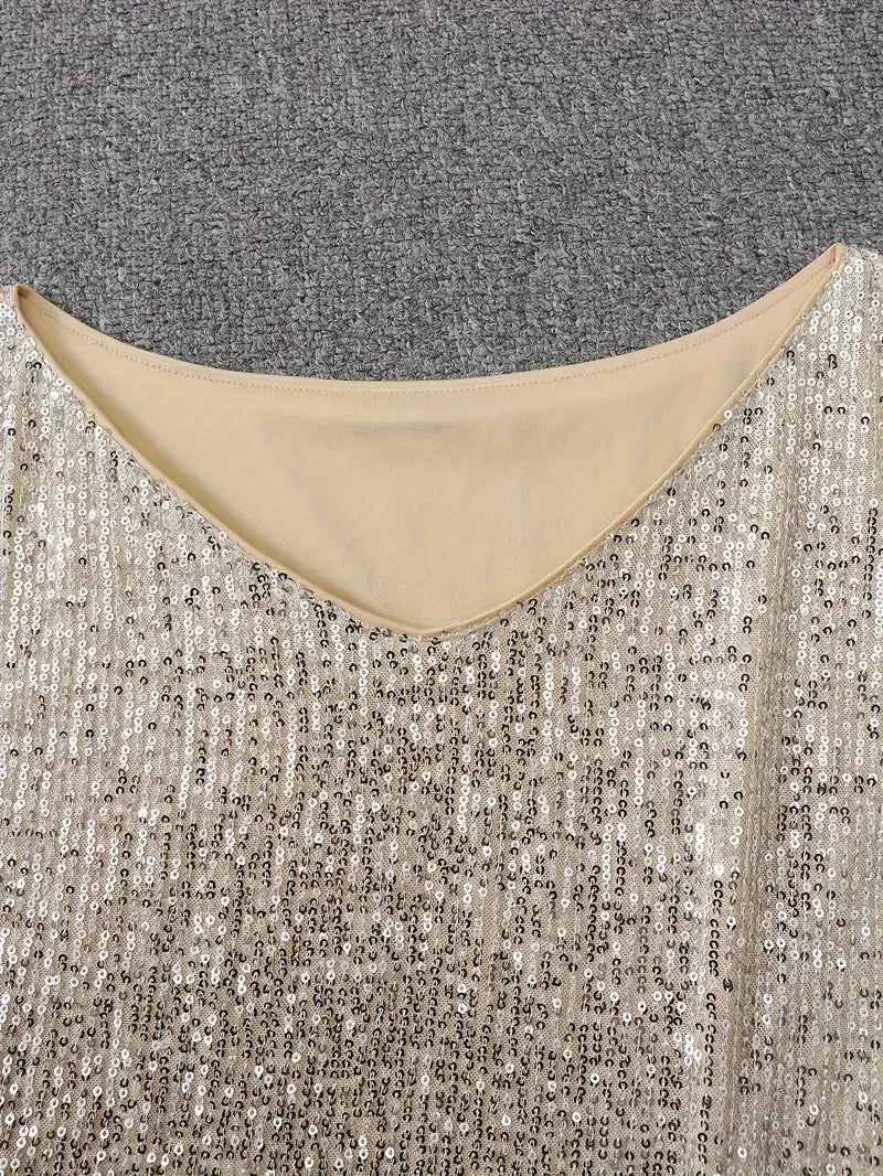Karin™ - Glittrande Paljettdress med Kontrast