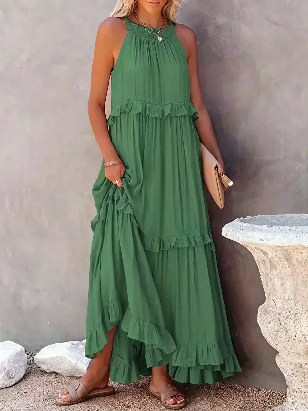 Sarah | Halter Ruffle Maxiklänning