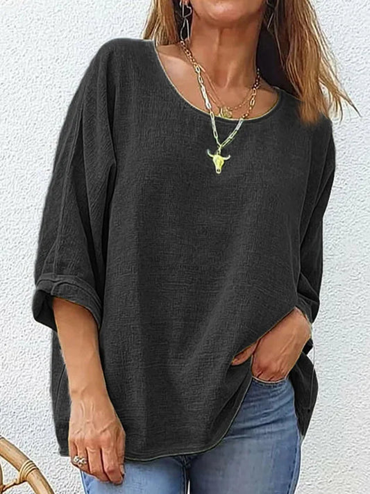 Queenie™ – T-shirt i Bomull och Linne för Dam