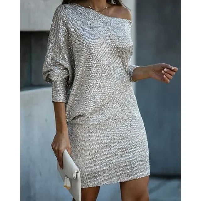 Karin™ - Glittrande Paljettdress med Kontrast