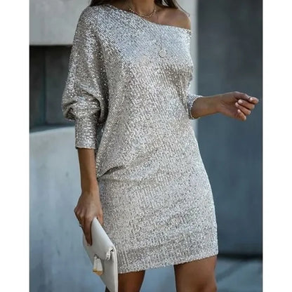 Karin™ - Glittrande Paljettdress med Kontrast