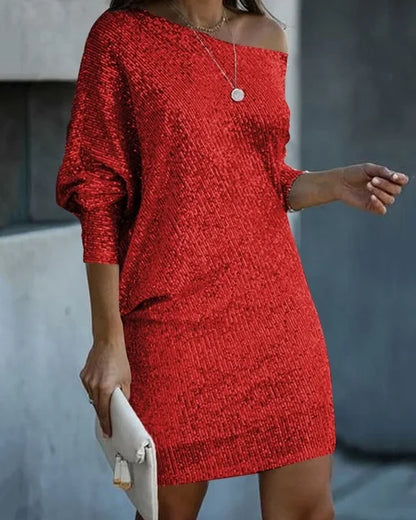 Karin™ - Glittrande Paljettdress med Kontrast