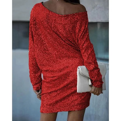 Karin™ - Glittrande Paljettdress med Kontrast
