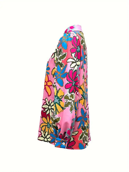 Johanna™ - Blommig Skjorta med Knäppning