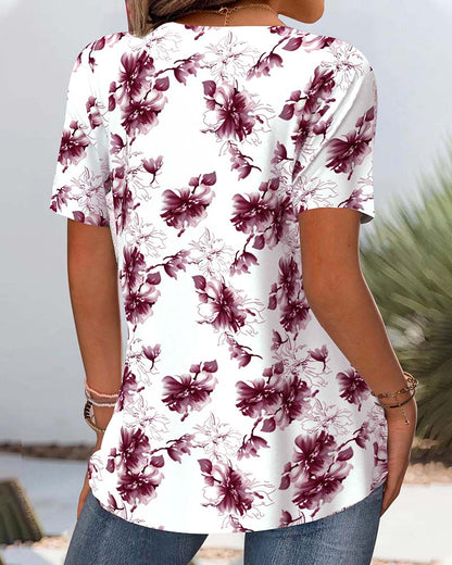 Ulla™ – Kortärmad Blus med Blommönster