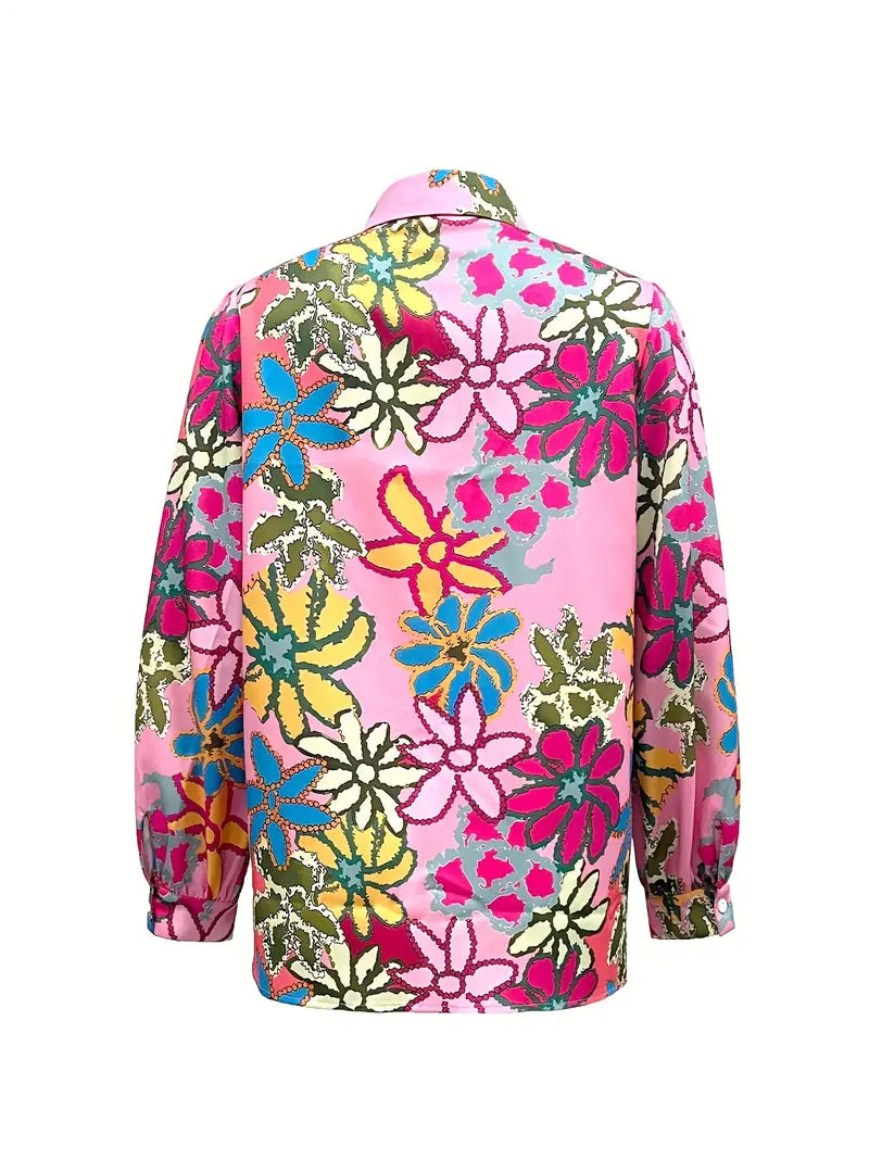 Johanna™ - Blommig Skjorta med Knäppning