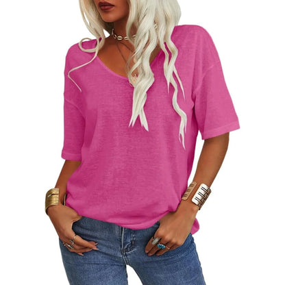 Querida™ – Enfärgad V-ringad T-shirt för Dam
