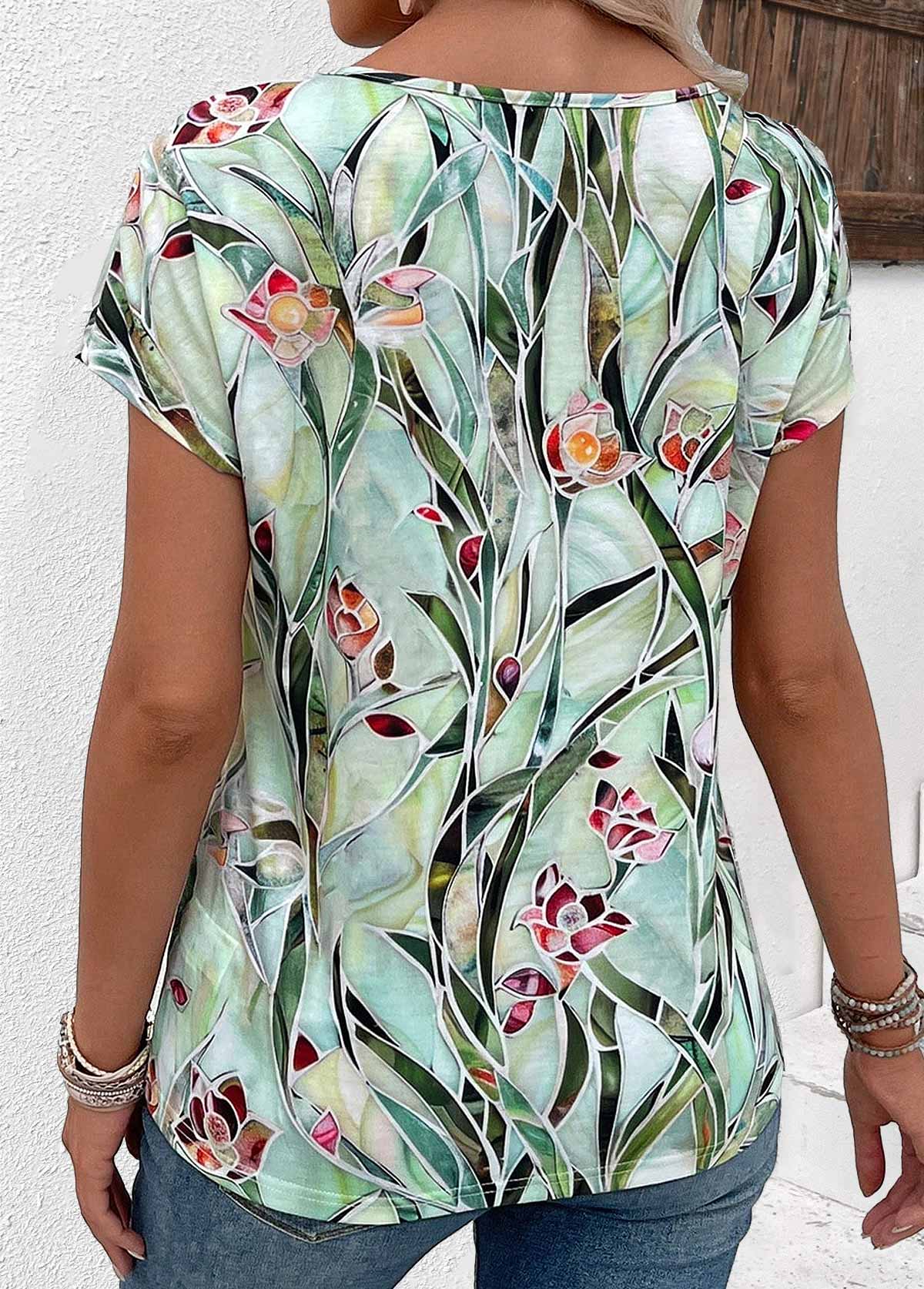 Greta™ - Mönstrad T-shirt med Kort Ärmar