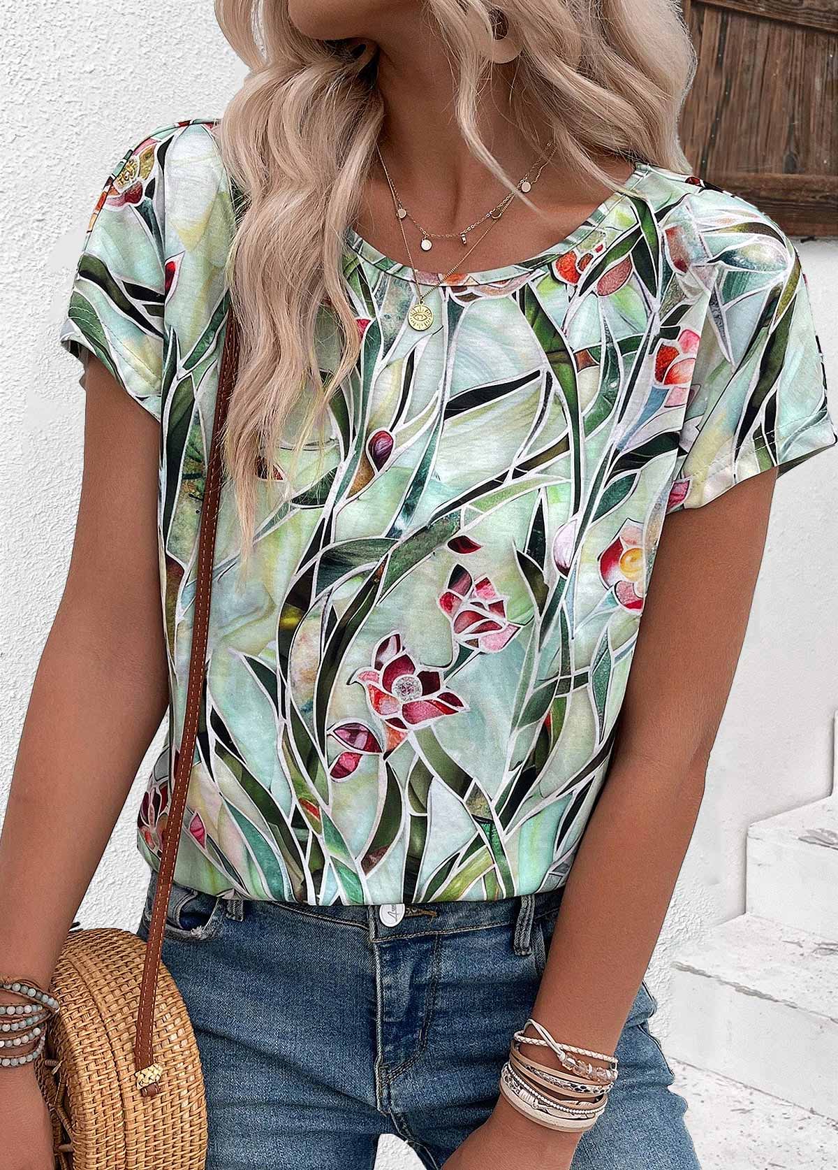 Greta™ - Mönstrad T-shirt med Kort Ärmar