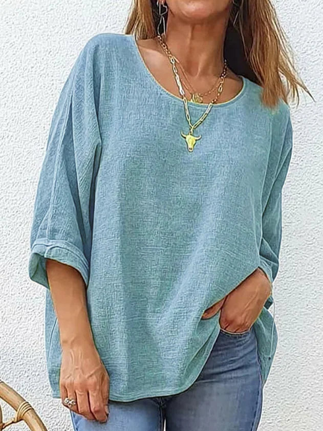 Queenie™ – T-shirt i Bomull och Linne för Dam