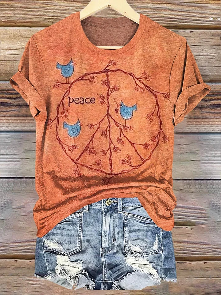 Quetzala™ – Vintage T-shirt med Tryck för Dam