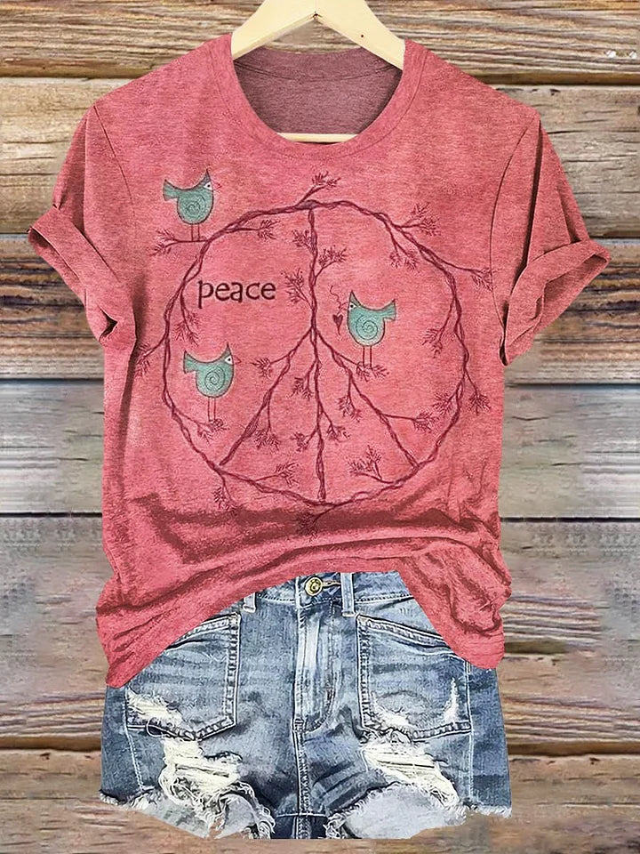 Quetzala™ – Vintage T-shirt med Tryck för Dam