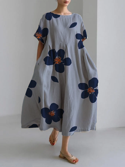 SOPHIA - VÅR BLOMSTER RUNDHALS KLÄNNING