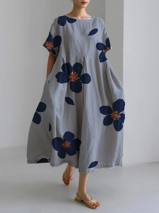 SOPHIA - VÅR BLOMSTER RUNDHALS KLÄNNING
