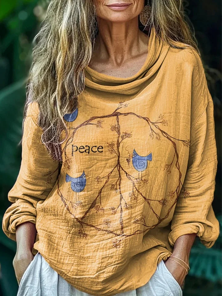 Quetzala™ – Vintage T-shirt med Tryck för Dam