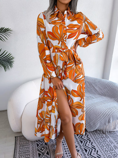 Hanna™ – Retro Skjortklänning med Blommor
