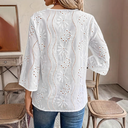 Aloisia™ - Broderad Boho Top
