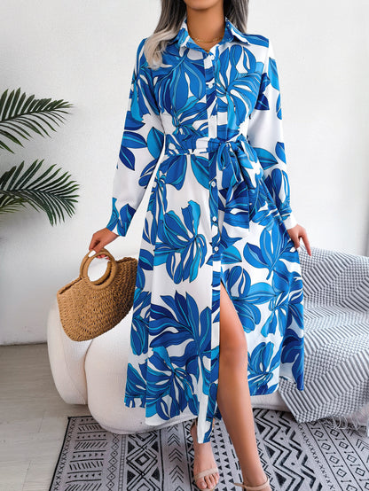 Hanna™ – Retro Skjortklänning med Blommor
