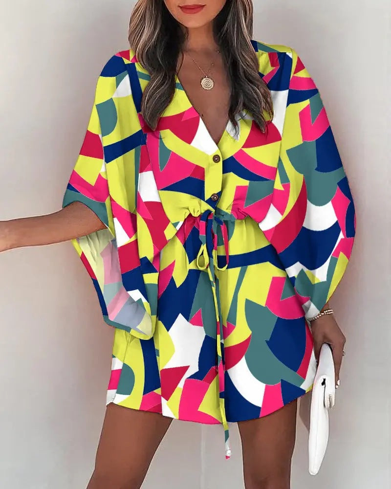 Vendela™ – Boho Miniklänning med Knutdetalj