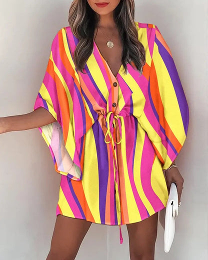 Vendela™ – Boho Miniklänning med Knutdetalj