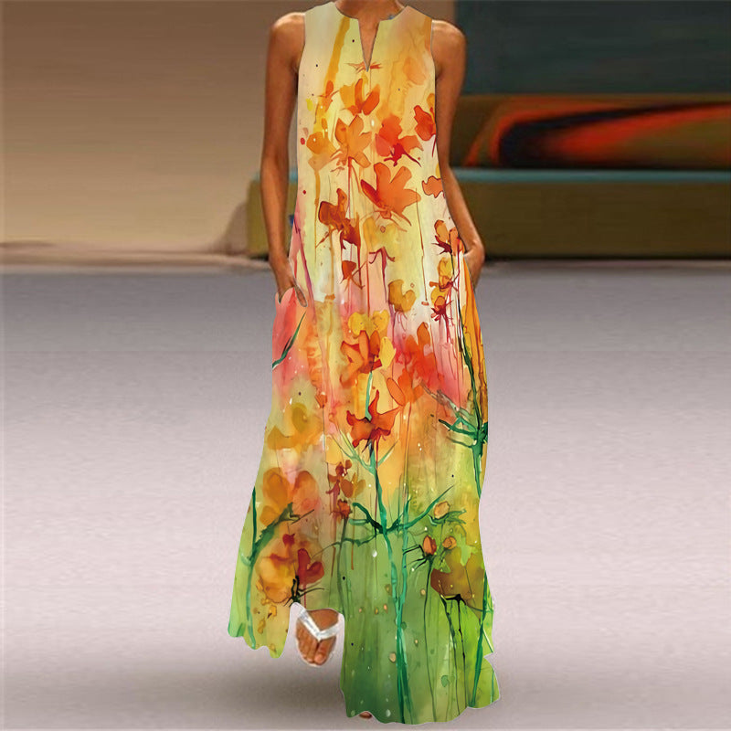 Yvette™ – Ärmös Blommig Klänning