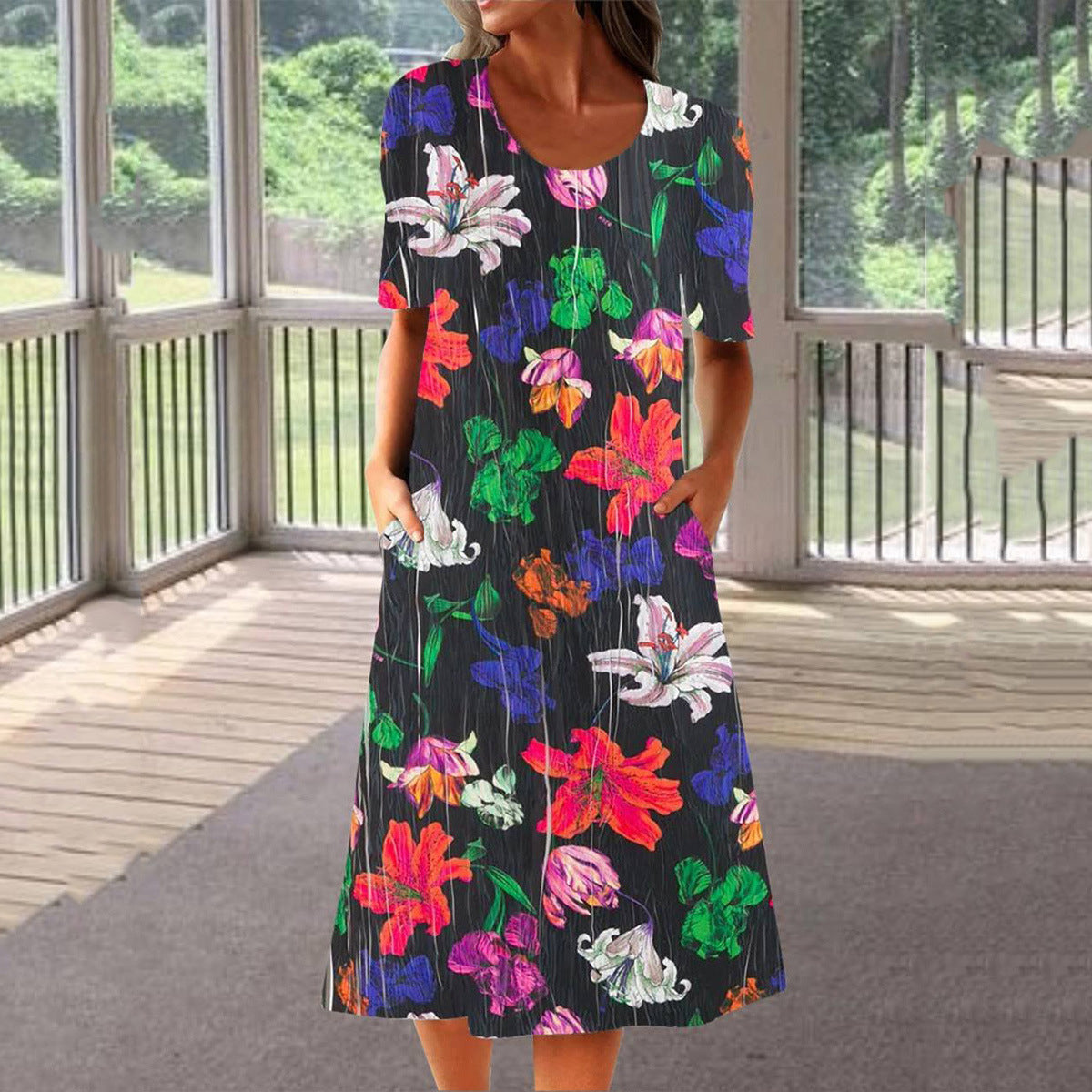Yvonne™ – Elegant Klänning med Fickor