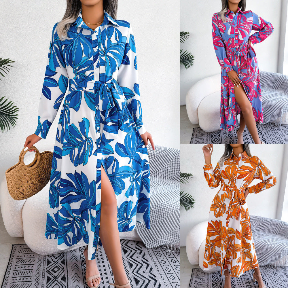 Hanna™ – Retro Skjortklänning med Blommor
