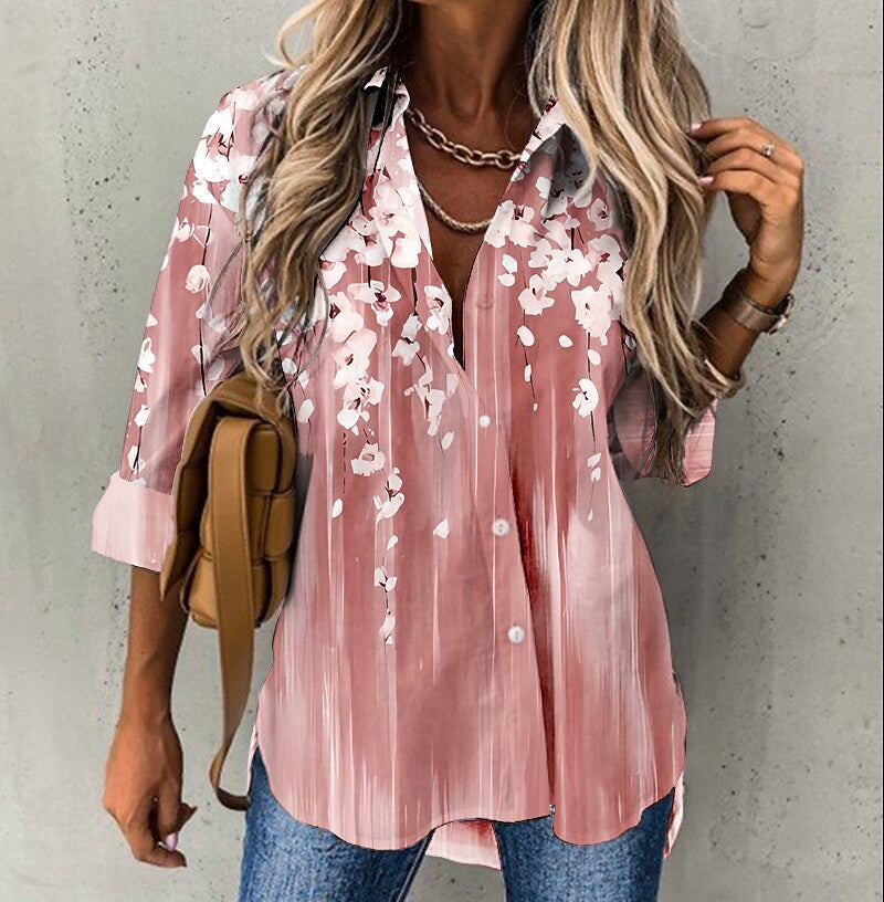 Carina™ – Blommig Långärmad Skjorta