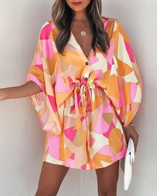 Vendela™ – Boho Miniklänning med Knutdetalj