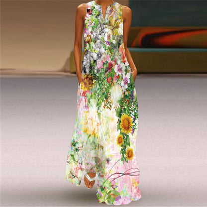 Yvette™ – Ärmös Blommig Klänning