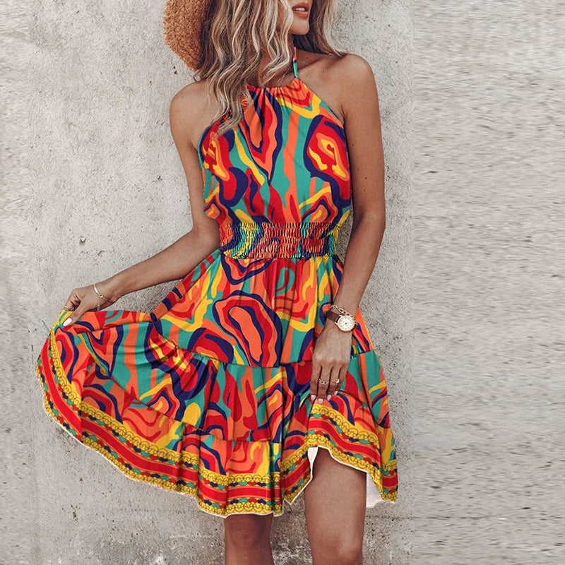 Qiara™ – Färgstark Boho Midiklänning