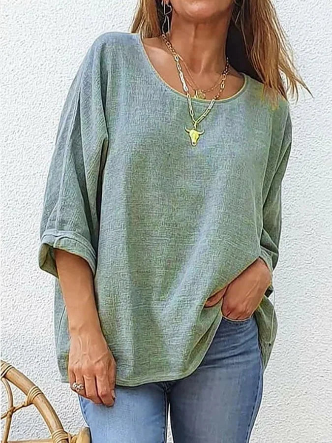 Queenie™ – T-shirt i Bomull och Linne för Dam