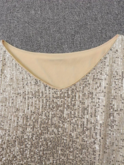 Karin™ - Glittrande Paljettdress med Kontrast