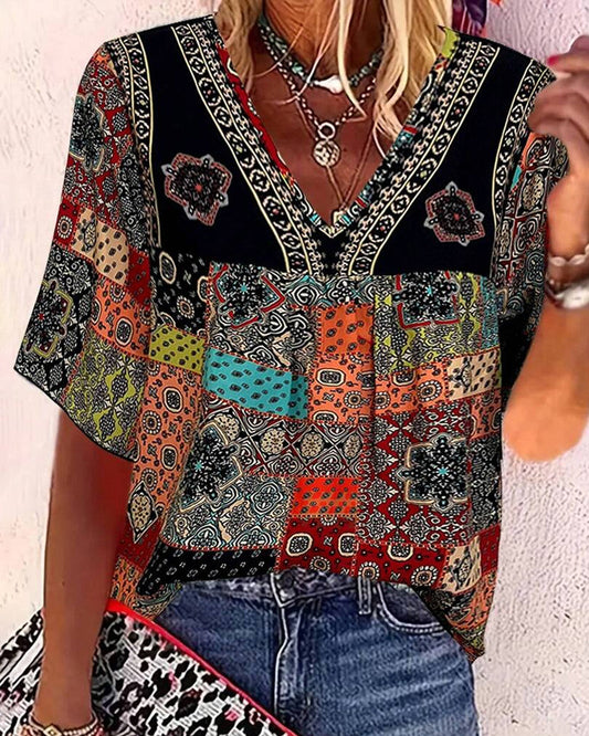 Dagmar™ – T-shirt med Vintage-mönster