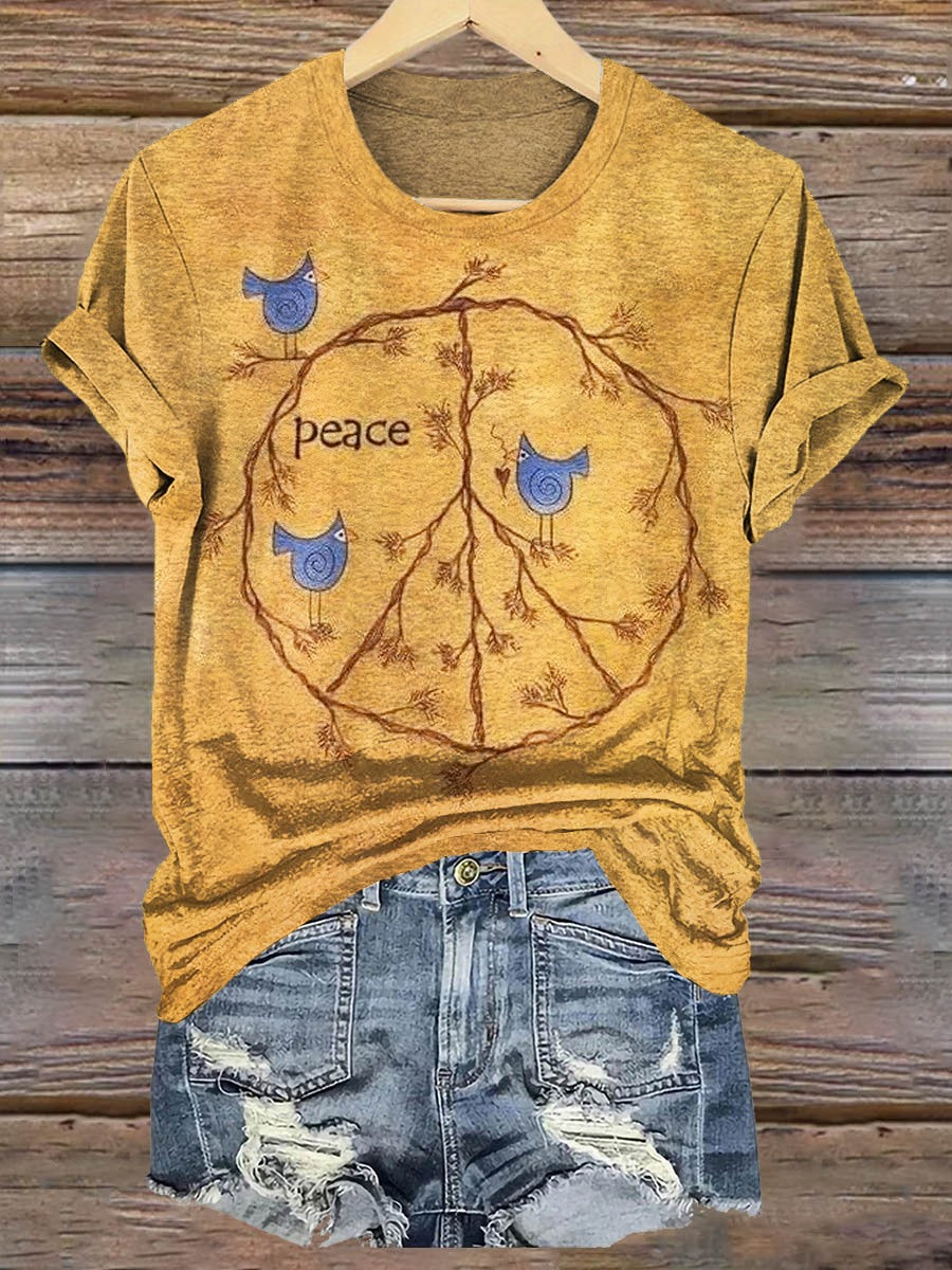 Quetzala™ – Vintage T-shirt med Tryck för Dam