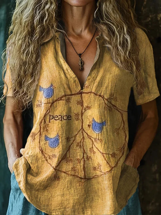 Quetzala™ – Vintage T-shirt med Tryck för Dam