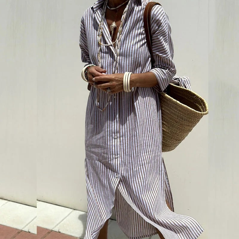 Armelle | Elegant Randig Sommarklänning