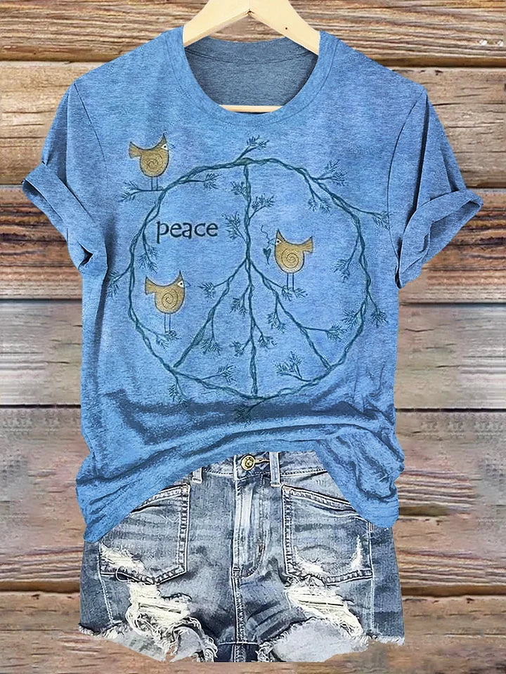 Quetzala™ – Vintage T-shirt med Tryck för Dam
