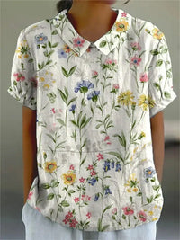 Vit med blommor